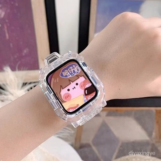 【現貨熱賣】適用iwatch7蘋果錶帶冰川限定透明applewatch華強北S7錶帶5/6/00