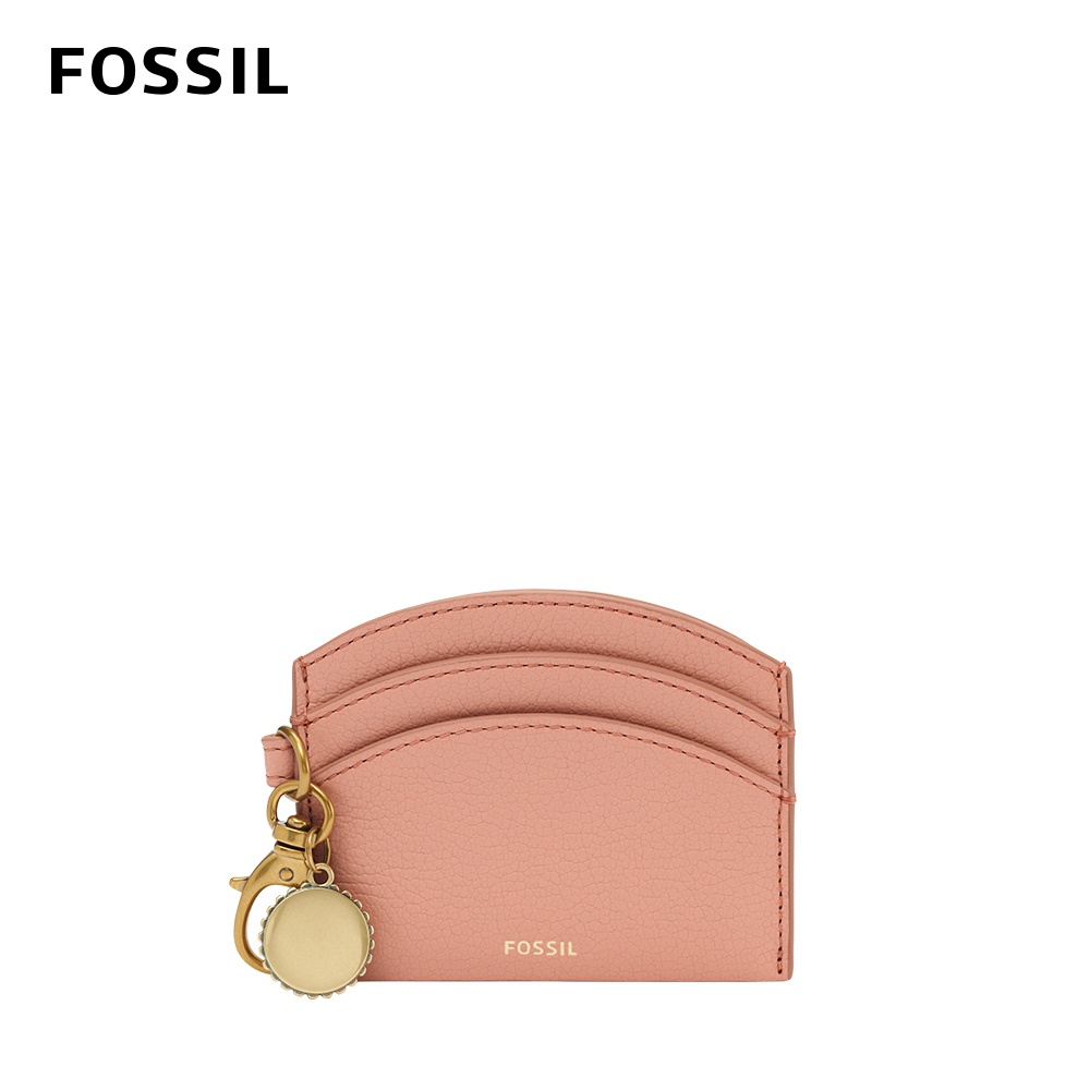 【FOSSIL】Polly 圓弧造型真皮卡夾-玫瑰粉色 SL6455505