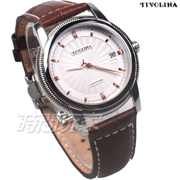 TIVOLINA  MAS3658-G 原價4800 日期顯示窗 防水手錶 藍寶石水晶鏡面 男錶 皮帶【時間玩家】
