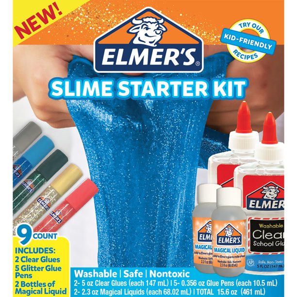 💖【現貨】Elmer's 史萊姆製作入門組 五色 紅綠藍金銀 Slime Starter Kit (美國原裝進口牛頭牌)