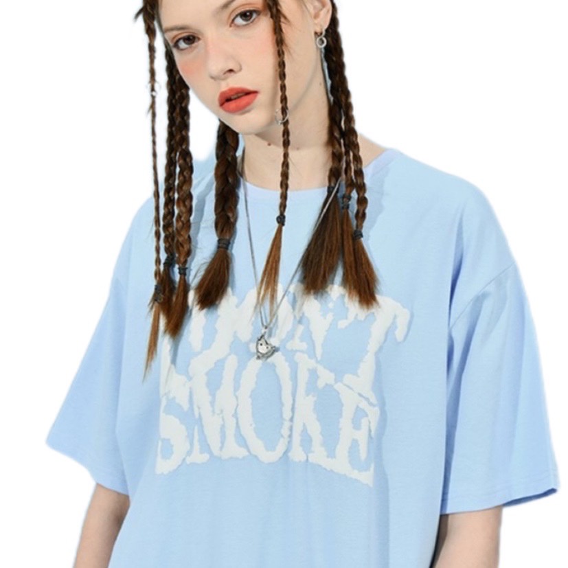 【I DON'T SMOKE】藍天白雲立體發泡 LOGO 短袖T恤｜MF SHOP
