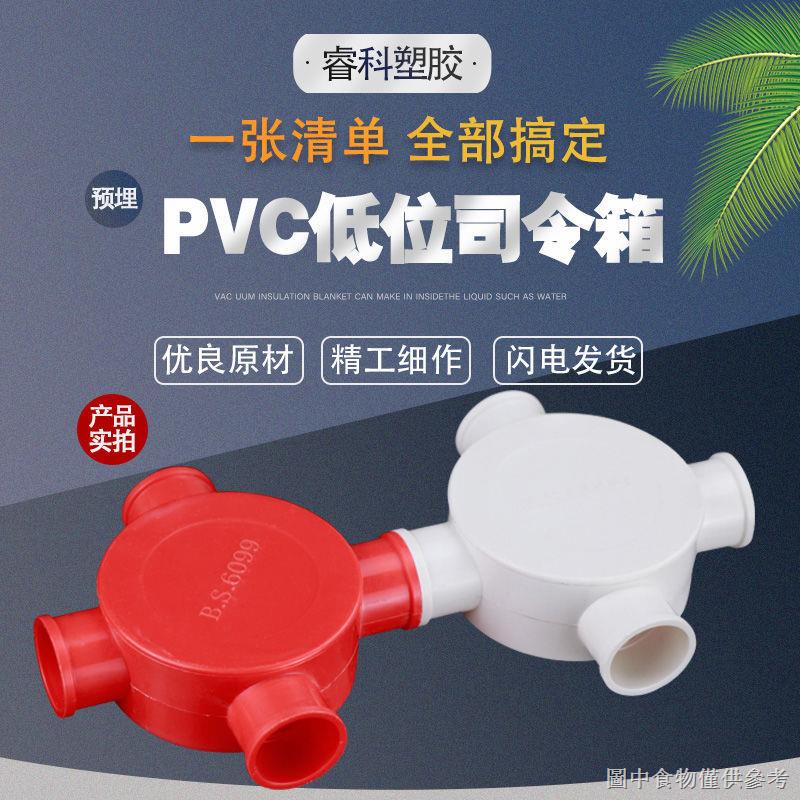 【PVC立體水管接頭】【特價款】PVC低位司令盒 16 20 三通四通接線盒 帶蓋電線管分線盒 白 紅 藍