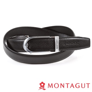 【MONTAGUT夢特嬌】時尚經典自動扣皮帶A31M84507F銀色