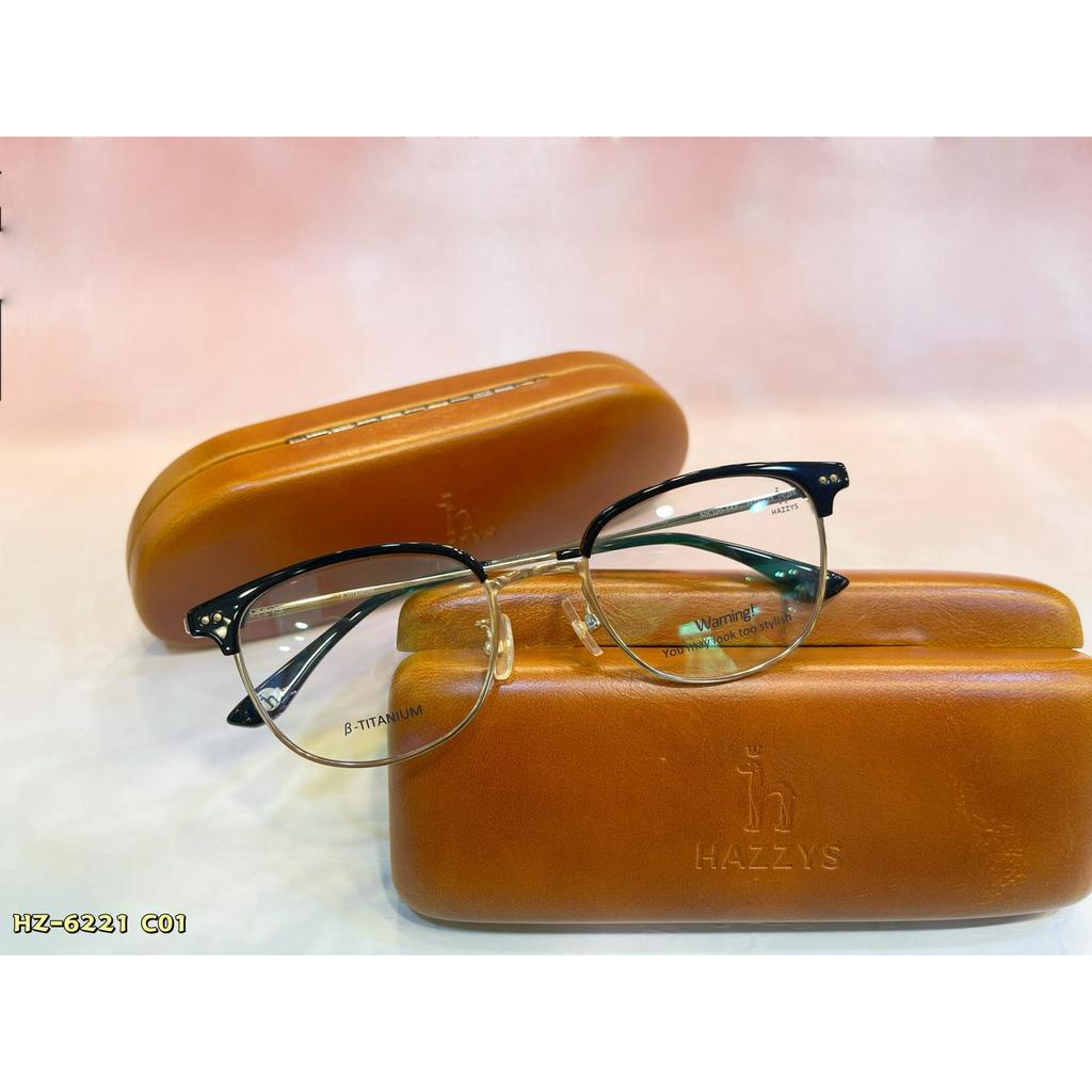 麗睛眼鏡【韓國 HAZZYS】正韓 韓國貴族品牌 HZ-6221 黑色 TITANIUM 純鈦鏡架 韓系眉架眼鏡 光學眼