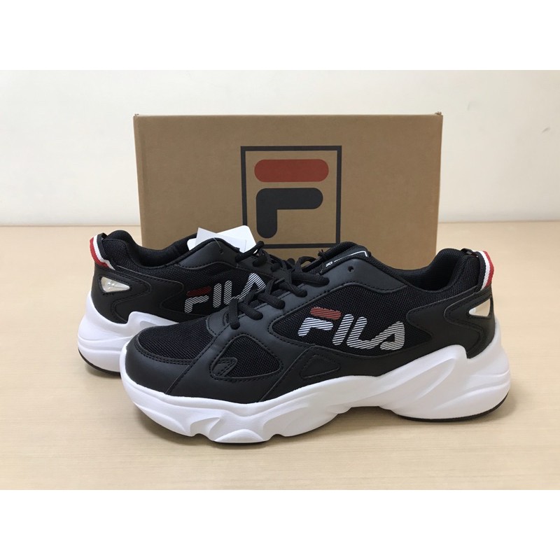義大利運動品牌fila 黑色老爹鞋復古運動休閒鞋 蝦皮購物