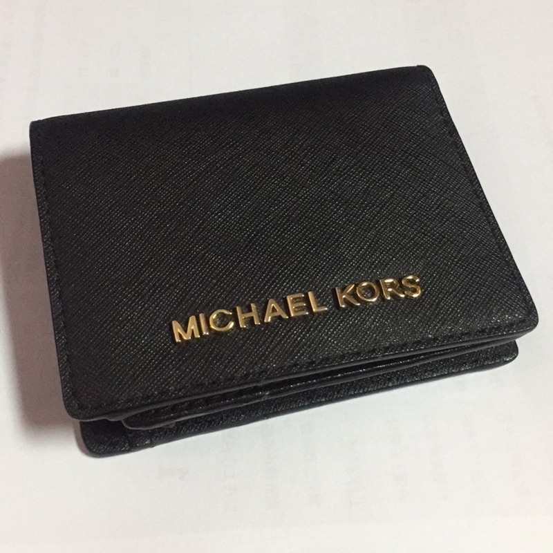 MK MICHAEL KORS 經典素面LOGO壓紋短夾/卡包