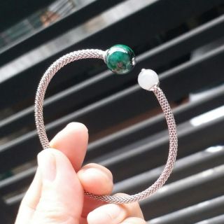 嗨，寶貝銀飾珠寶* 翡翠飾品☆緬甸玉A貨 甜蜜 冰種淡紫羅蘭 辣綠滿綠翡翠 925純銀雙珠彈力記憶麻花手環 手鍊