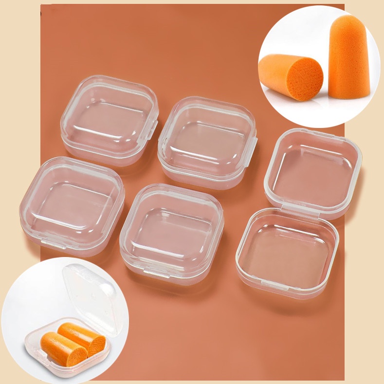 5 件方形透明塑料盒迷你收納盒可存放 3M 耳塞首飾小物件