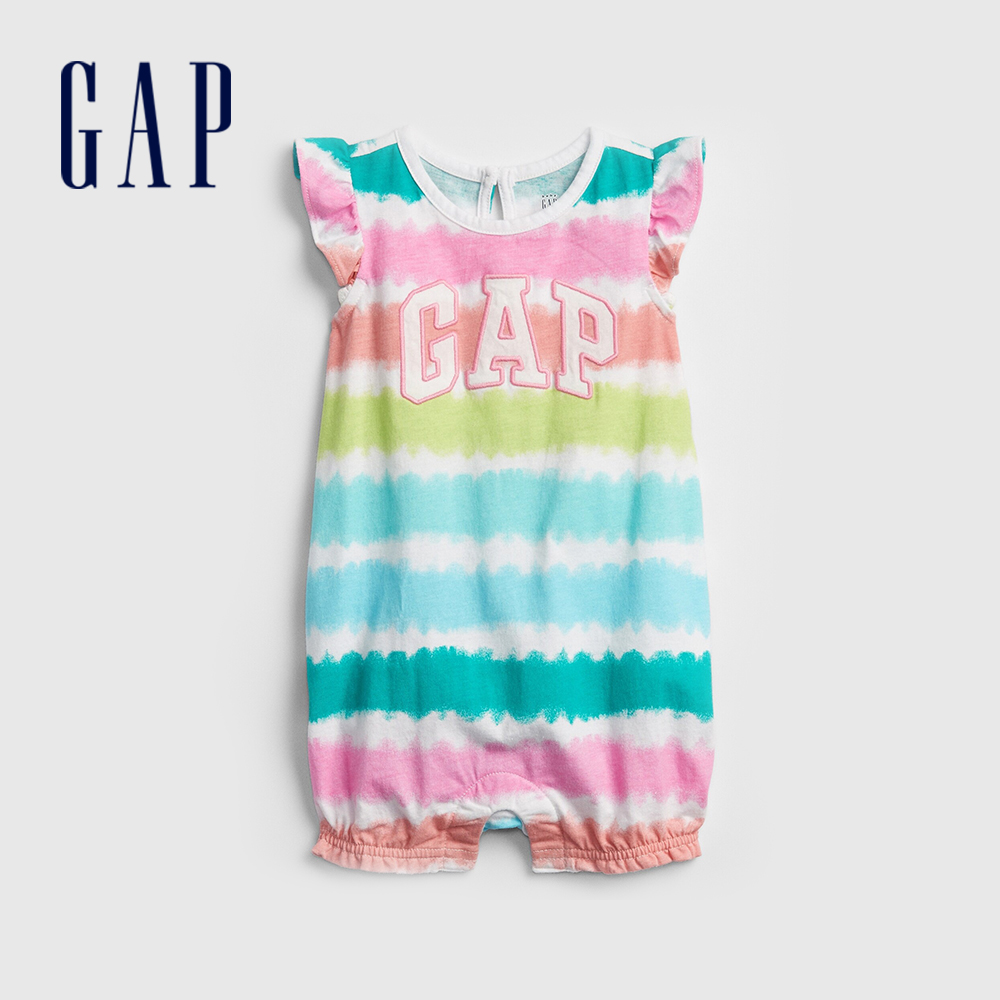 Gap 嬰兒裝 Logo紮染短袖包屁衣-彩色紮染(738127)