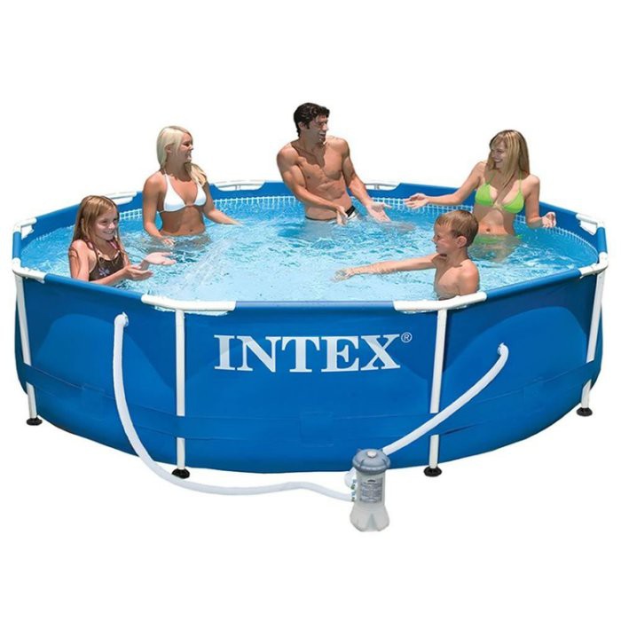 1# 美國 INTEX 金屬支架 游泳池,含水池及過濾器,尺寸305*76cm