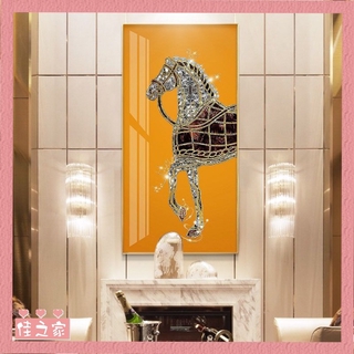 【lovely home】免運 豎版玄關裝飾畫 晶瓷晶鑽畫 現代簡約客廳入戶過道壁畫 抽象輕奢馬掛畫
