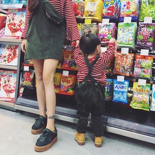 親子系列秋冬母子母女燈芯絨休閒吊帶褲吊帶裙