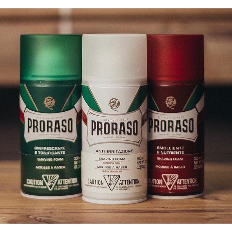 免運公司貨 義大利 PRORASO 刮鬍泡 刮鬍膏 刮鬍液 白色 綠茶 綠色 薄荷 紅色 檀香 敏感肌 粗硬鬍鬚