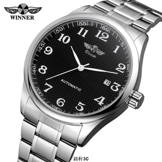 【現貨速發】T-WINNER/勝利者正品 男士全自動機械表 時尚簡約不銹鋼全鋼男士商務腕錶 自動上鍊 網格錶盤 自動