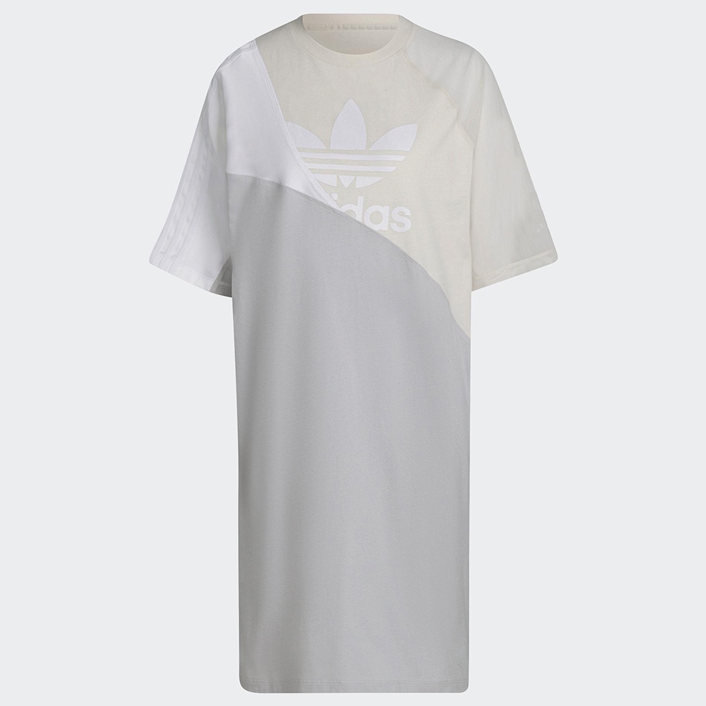 Adidas Adicolor Split Trefoil 女裝 連身裙 洋裝 異材質 拼接 米【運動世界】HC0636