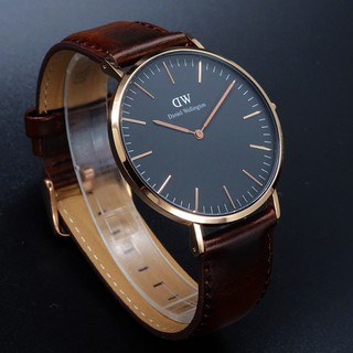 Daniel Wellington 經典中的珍貴收藏時尚優質皮革手錶-深咖啡+玫瑰金/40mm-DW00100125