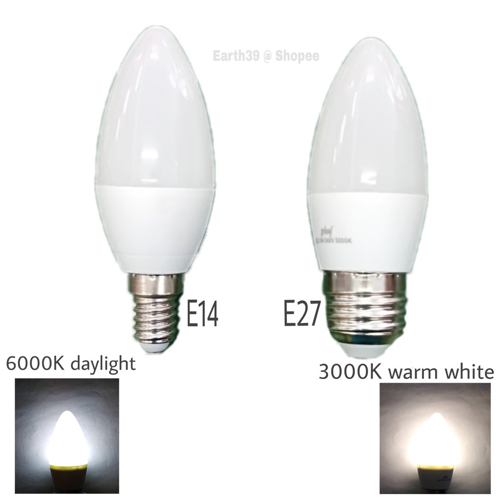 3w LED 蠟燭燈泡 E14 或 E27; 日光或暖白色; 1 個