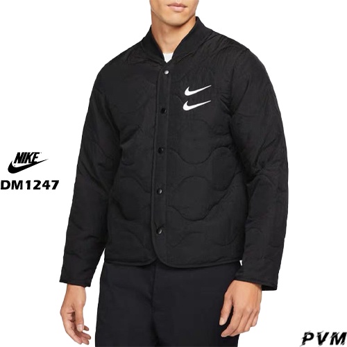 Nike Swoosh 夾克 菱格 棒球外套 全黑 黑 雙勾 DM1247-010