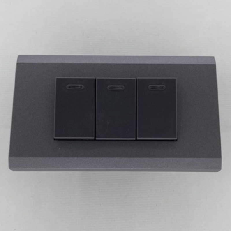 三晰電工 ECO灰色烤漆系列      夜光型開關JY-E5152SGB  x3 + 蓋板JY-E6403-FG