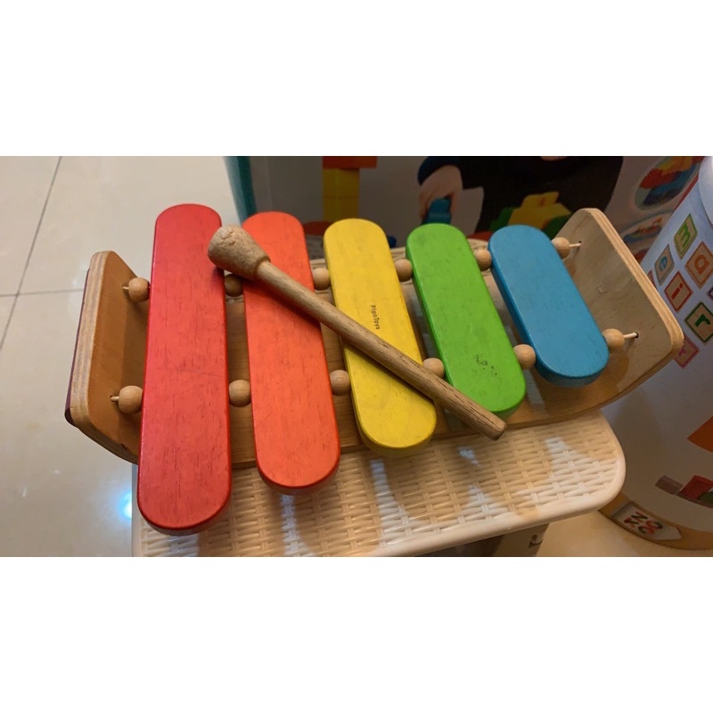二手-泰國Plantoys木作兒童樂器-彩虹橢圓木琴