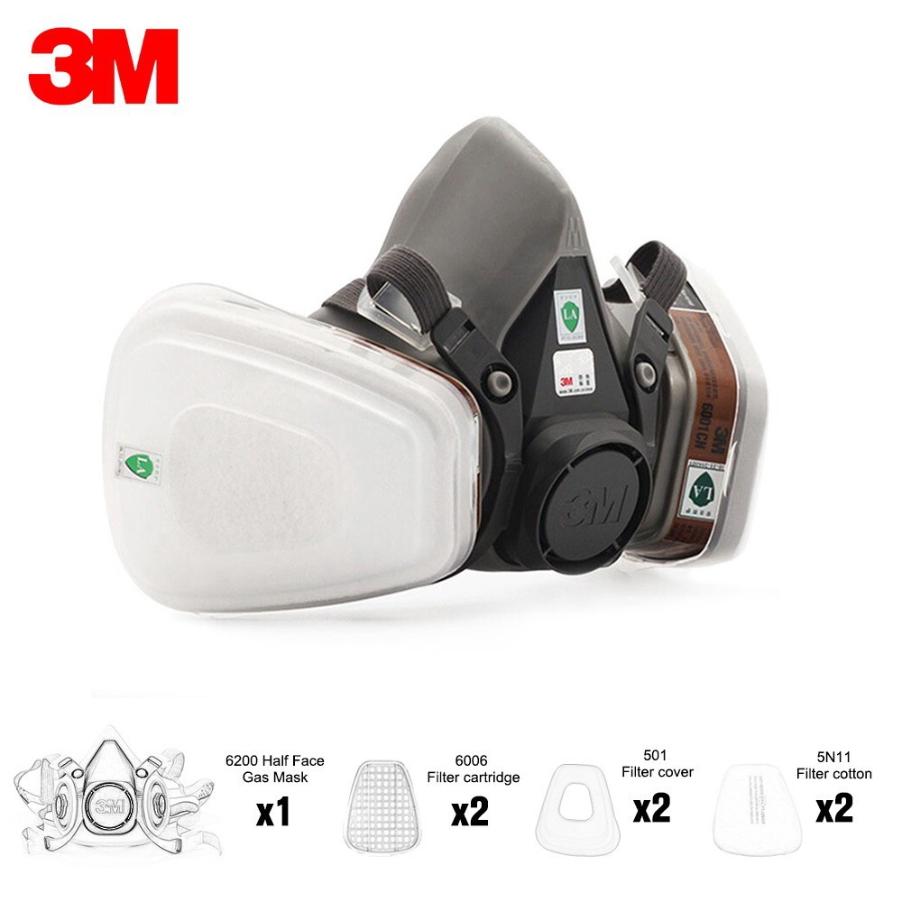 【英文版本】3M口罩型號：6200 7合1 PM2.5工業防毒面具半面噴塗呼吸器安全工作過濾防塵口罩防塵口罩