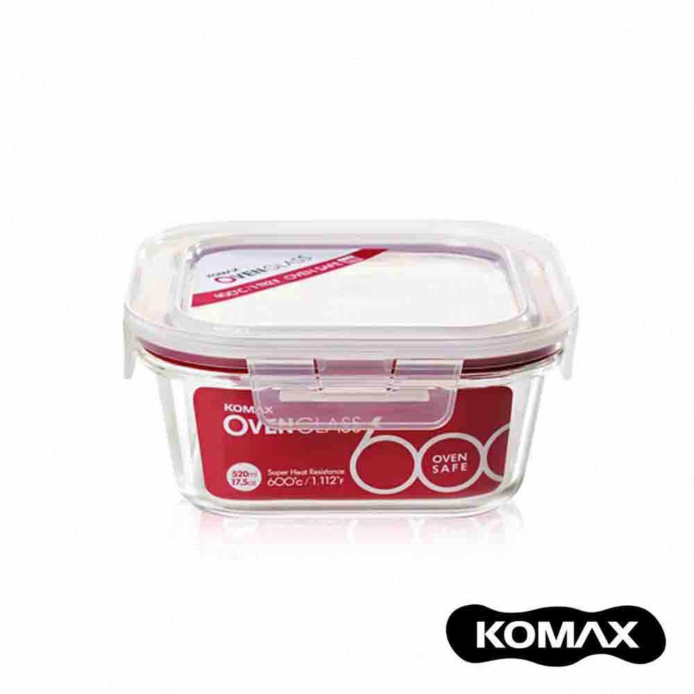 韓國KOMAX 耐熱玻璃保鮮盒 方型520ml 索樂生活 戶外露營野炊居家廚房生熟食環保造型砧板料理用品