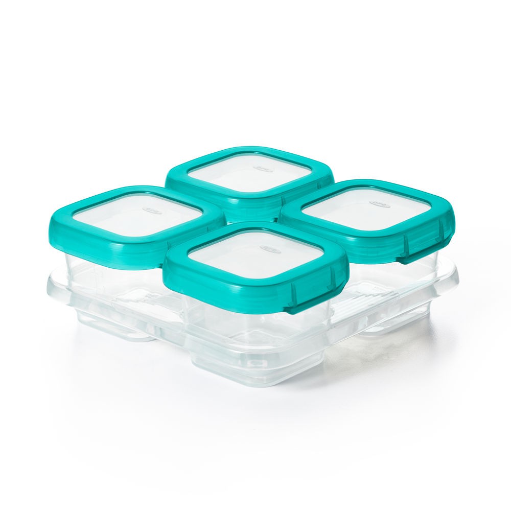 【OXO】tot 好滋味冷凍儲存盒組(2oz+4oz)-靚藍綠《泡泡生活》保鮮盒 副食品 果泥 餐廚