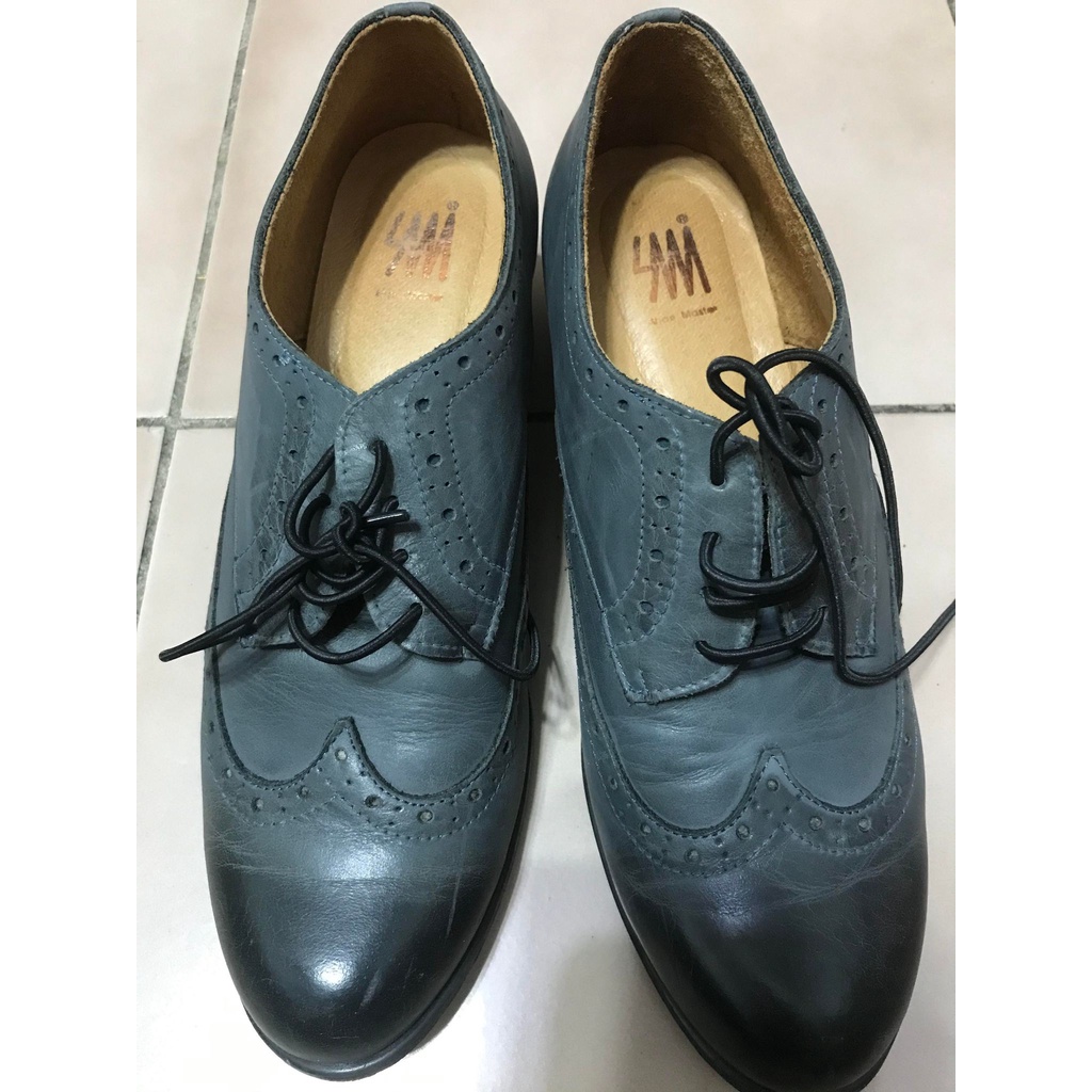🌟百貨專櫃 Shoe Master SM 牛津鞋高跟踝靴(灰藍）