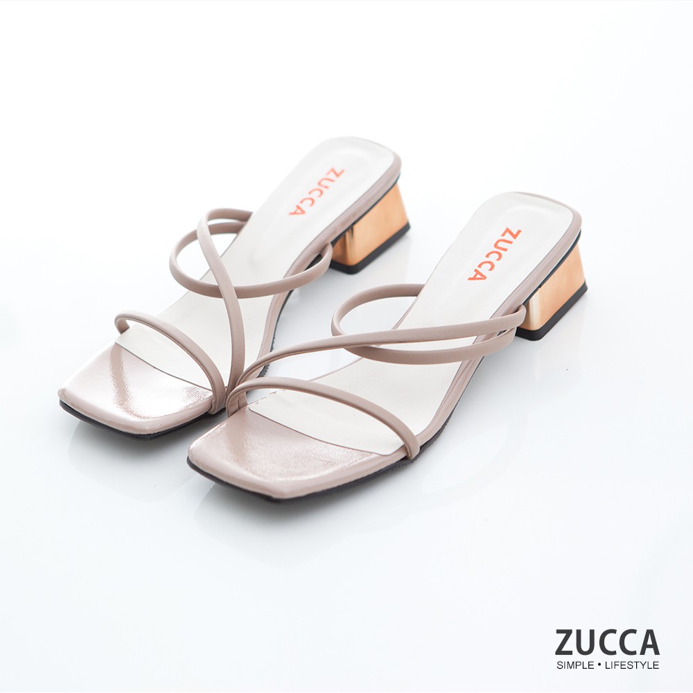 【ZUCCA】交叉繞指夾腳低跟鞋-z6821pk-粉