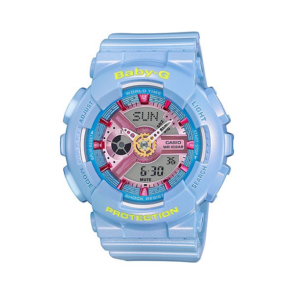 CASIO Baby-G BA-110CA-2A 經典雙顯女錶(珠光粉藍)