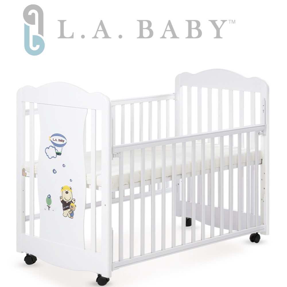 【 L.A. Baby】奧蘭多嬰兒搖擺大床/原木床/童床(白色)