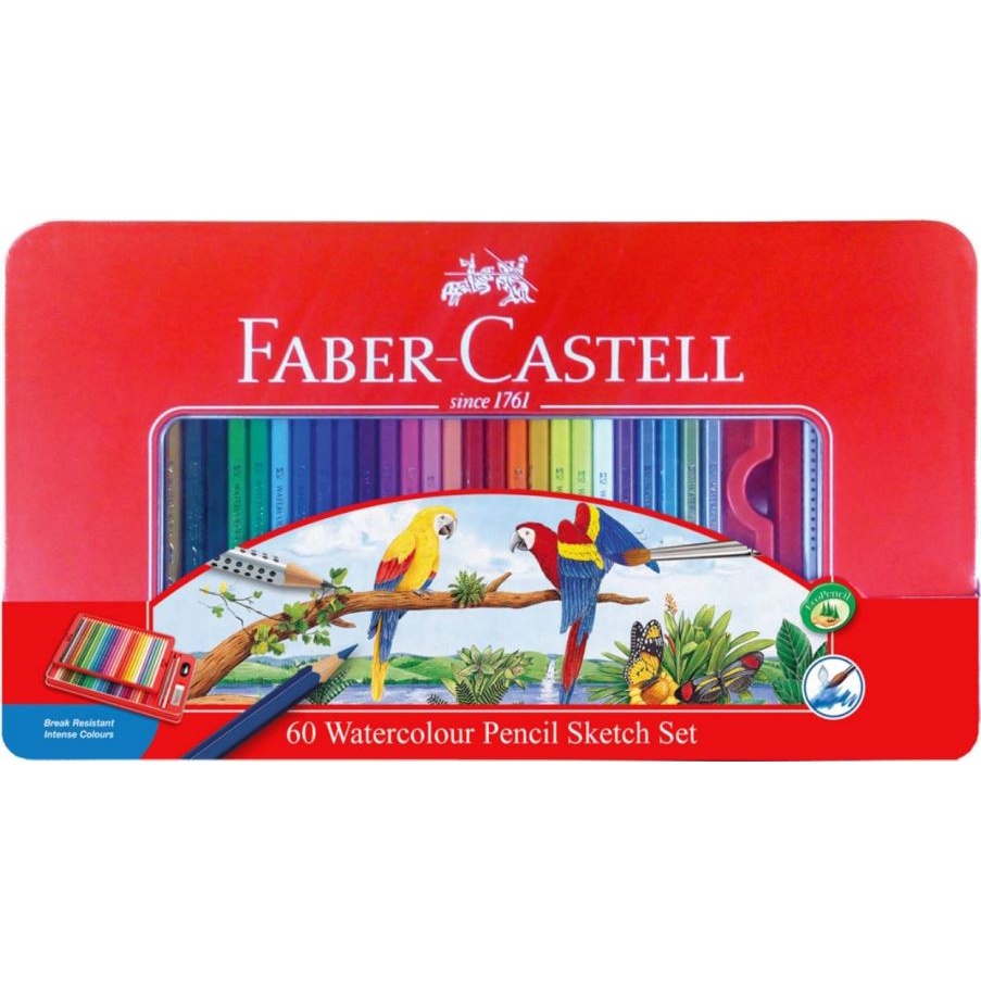 輝柏 Faber- Castell 60色水性色鉛筆/鐵盒/鸚鵡