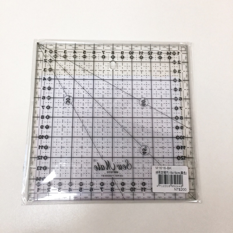 磨坊屋 拼布定規尺 16x16cm 黑色印刷 拼布定規尺 蝦皮購物