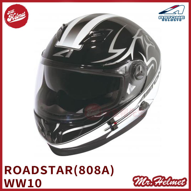 【安全帽先生】{買就送好禮} 法國 ASTONE 808 ROADSTAR WW10 黑灰 安全帽 內墨片 雙D扣