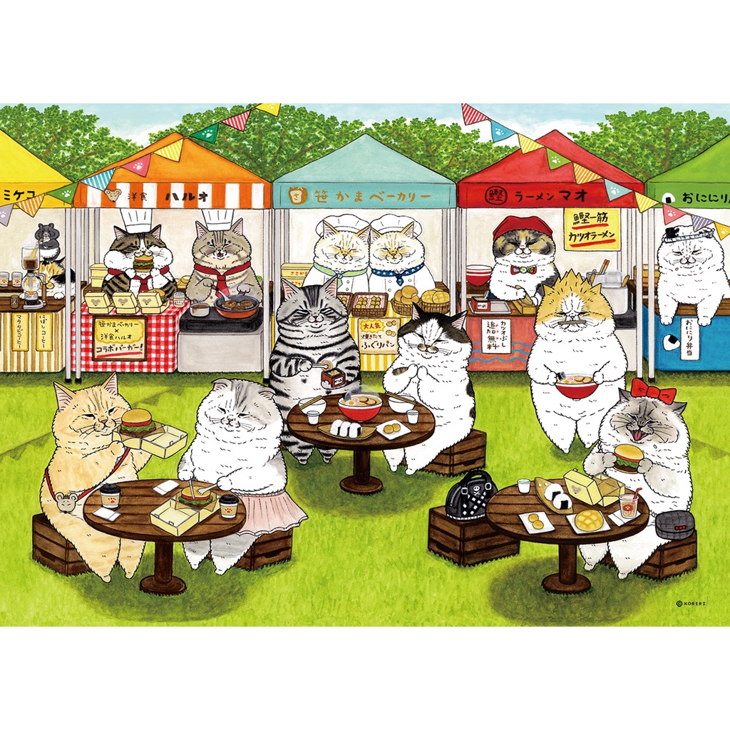 拼圖總動員  不思議的貓世界 野餐市集  500片  KORIRI  繪畫