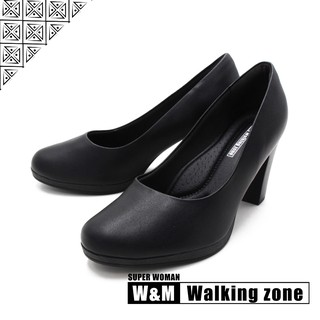WALKING ZONE SUPER WOMAN系列 圓頭素面高跟鞋 女鞋－黑(另有白、咖、卡其)