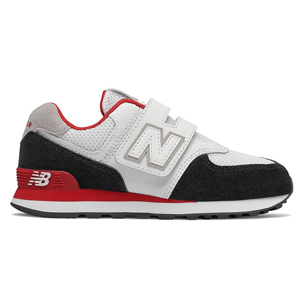 NEW BALANCE 574 中童白黑紅矯正鞋YV574NSB 寬楦麂皮透氣網布復古慢跑運動鞋| 蝦皮購物