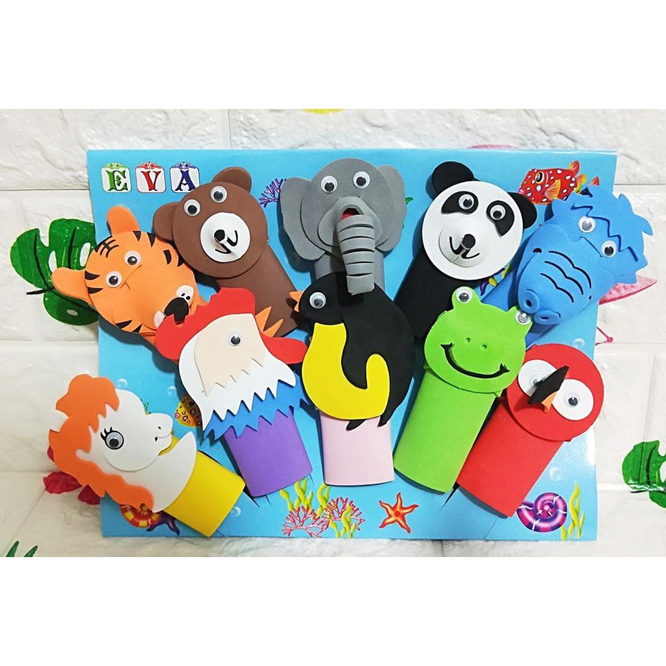 可愛的eva動物手偶 手指玩偶 互動玩偶玩具10個只要90元 蝦皮購物