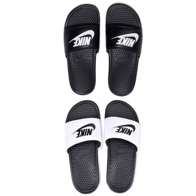 ID NIKE BENASSI SWOOSH 大勾勾 拖鞋 白黑 黑白 343880