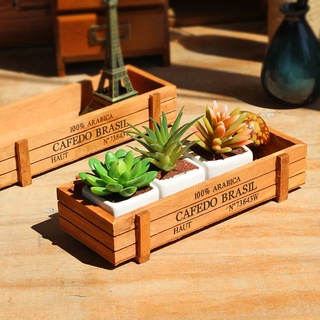 微型裝飾品花盆,矩形木製花盆盒花園庭院花卉多肉容器種植盆