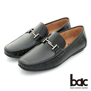 【bac】時尚樂活 金屬裝飾舒適牛皮帆船鞋 - 黑色