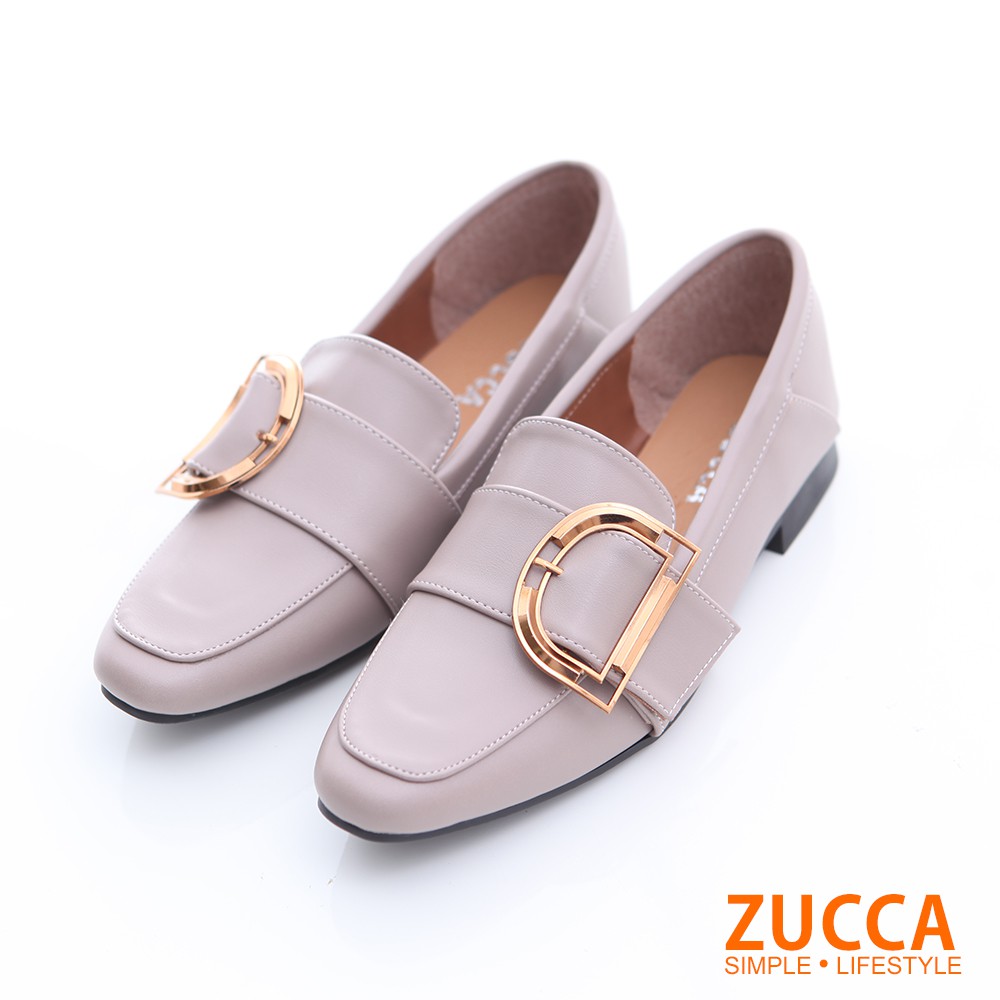 【ZUCCA】D金屬環紳士平底鞋-z6629gy-灰