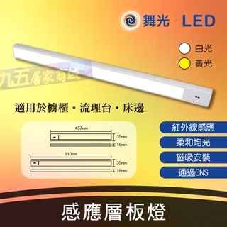 免運 含稅 舞光LED 10W/12W 感應層板燈 45cm/60cm內附插頭 感應點燈 磁吸安裝 櫥櫃燈 床邊照明