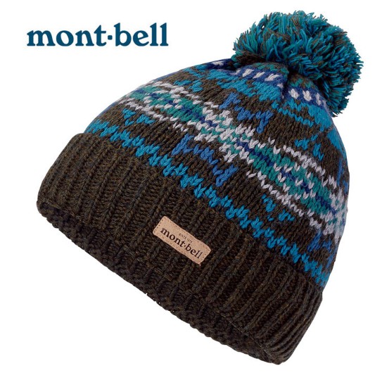 【mont-bell 】WoolJacquard 針織保暖帽 毛帽 毛線帽 深橄欖 /1118346