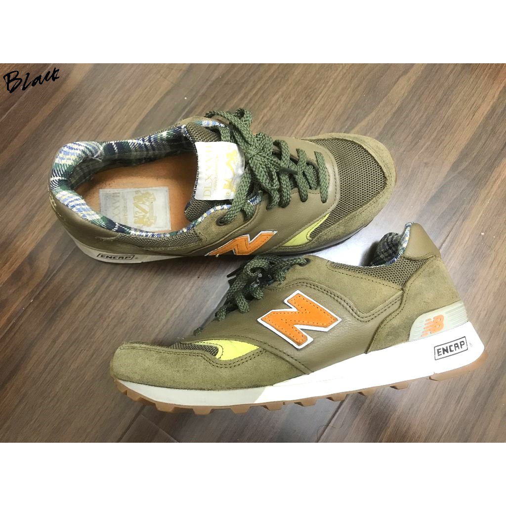 BLACK近全新NEW BALANCE x SIZE?英國製M577 CW麂皮尼龍皮革577軍綠色慢跑鞋