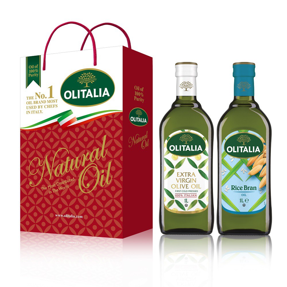 奧利塔健康油品禮盒(初榨橄欖油1L+玄米油1L)