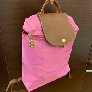 Longchamp 桃紅色後背包 專櫃正品 Le Pliage系列 經典折疊款