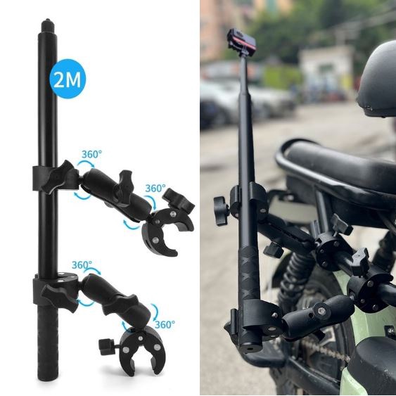 One X2 R 配件的摩托車自行車隱形自拍杆獨腳架車把安裝支架適用於 GoPro DJI Insta360