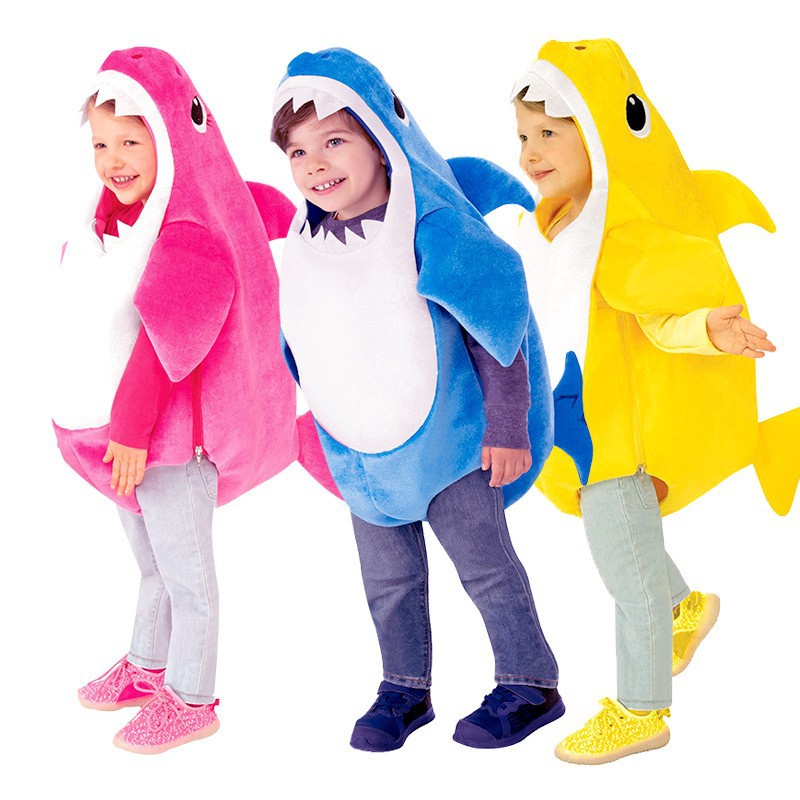 新款可愛寶寶兒童鯊魚一家幼兒園萬聖節六一舞臺表演扮演服裝