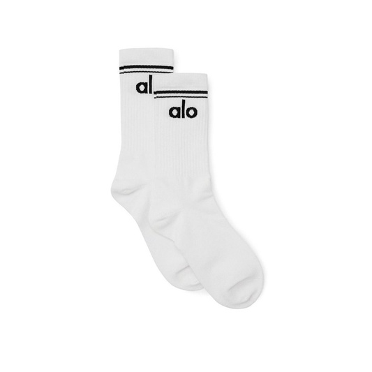 現貨 Alo Yoga 運動襪 中筒襪 白底黑字 瑜珈襪 襪子
